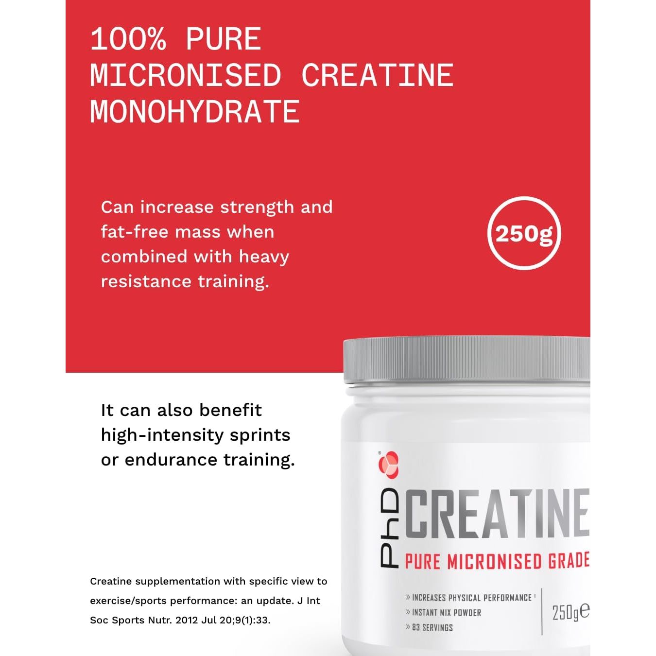 Phd Nutrition 100% Micronised Creatine Monohydrate Powder | Improved Strength and Performance during Exercise, 250G