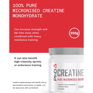Phd Nutrition 100% Micronised Creatine Monohydrate Powder | Improved Strength and Performance during Exercise, 250G