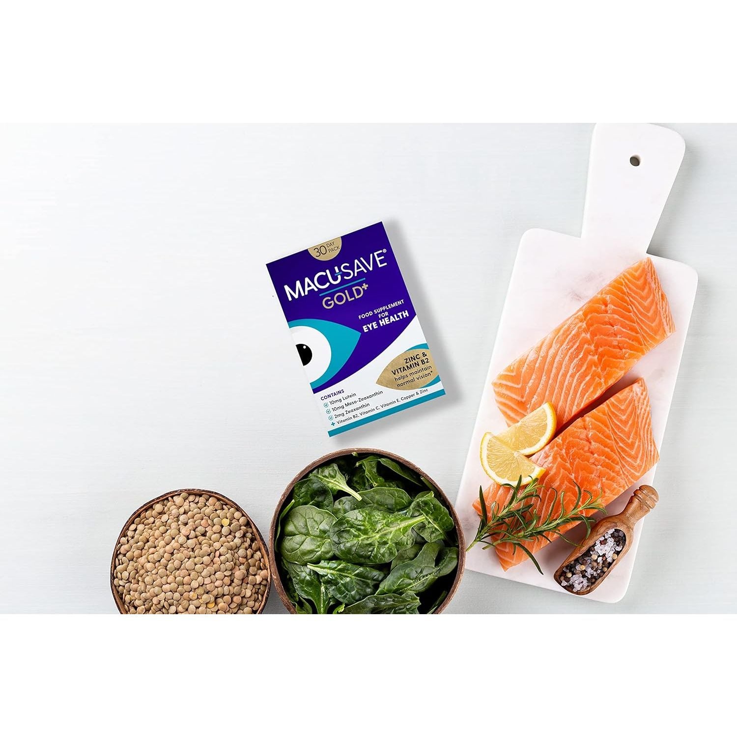 Macu-Save Gold+ Food Supplement with Meso-Zeaxanthin/Lutein and Zeaxanthin - 30 Day Pack (90 Capsules, 3 Capsules per Day)