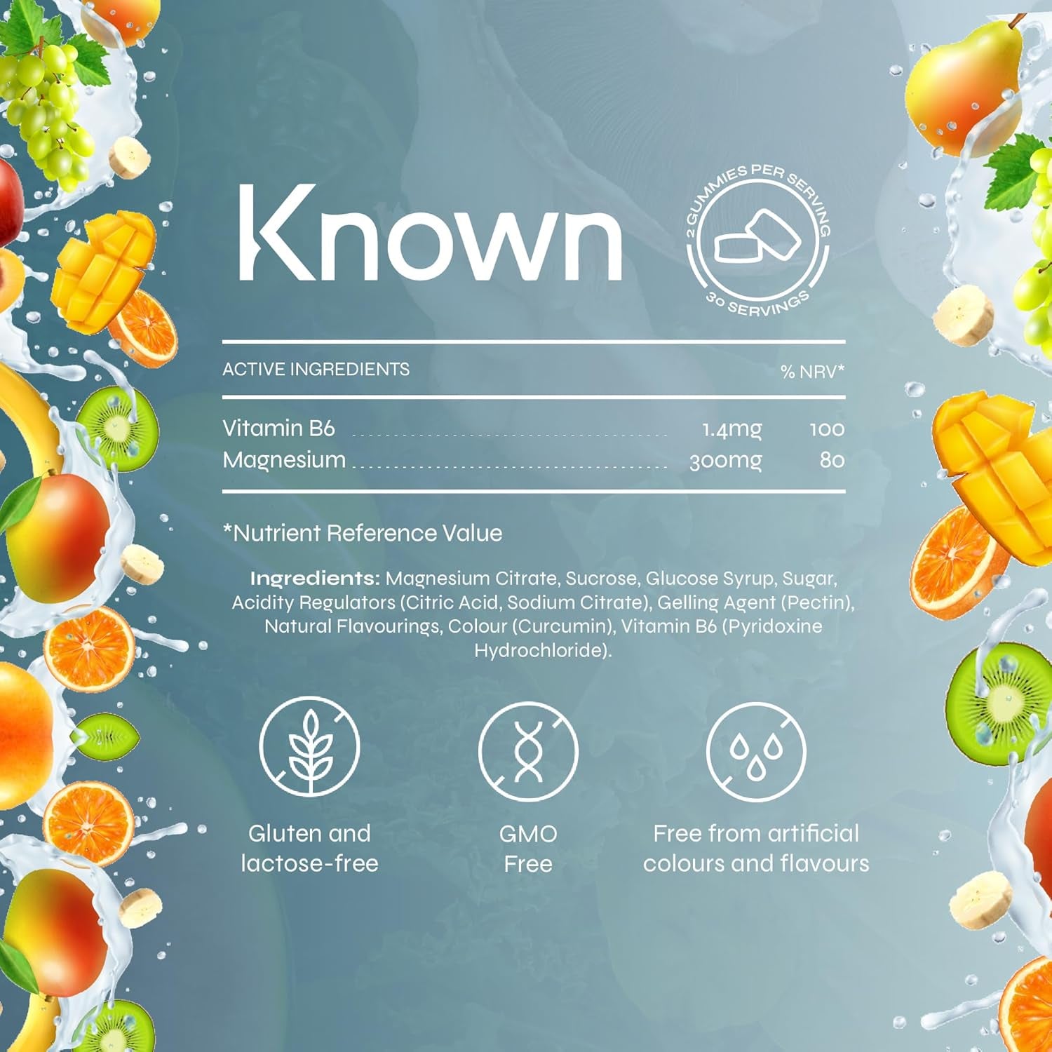 Known Delicious High-Strength Magnesium Gummies - 300Mg Elemental Magnesium - Natural Mixed Tropical Flavour - 60 Vegan Gummies, 1 Month Supply