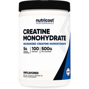 Nutricost Creatine Monohydrate Micronized Powder 500G, 5000Mg per Serv (5G) - 100 Servings for Endurance, Muscle Growth, Athletic Performance and Recovery