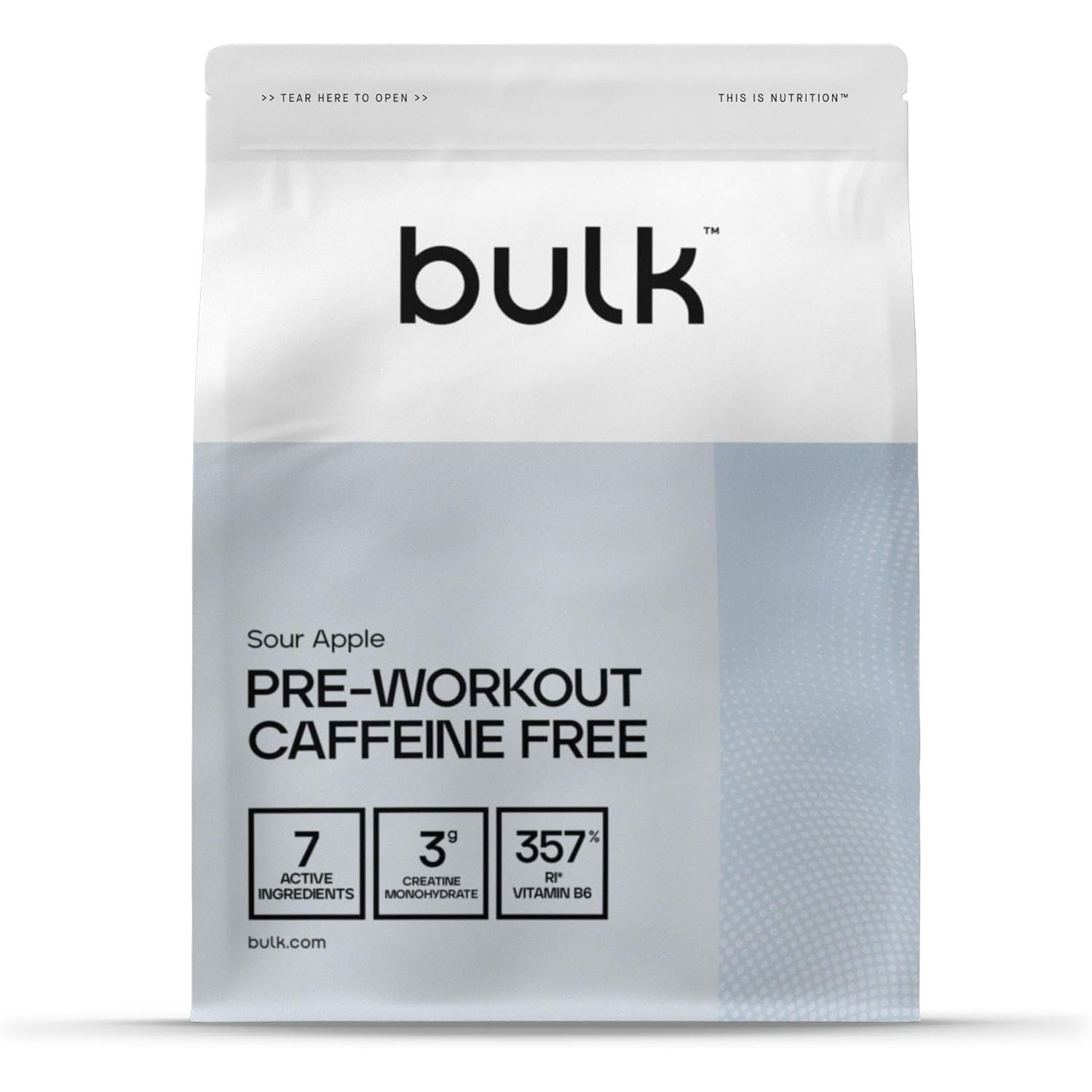 Bulk Pre Workout Caffeine Free, Sour Apple, 500 G