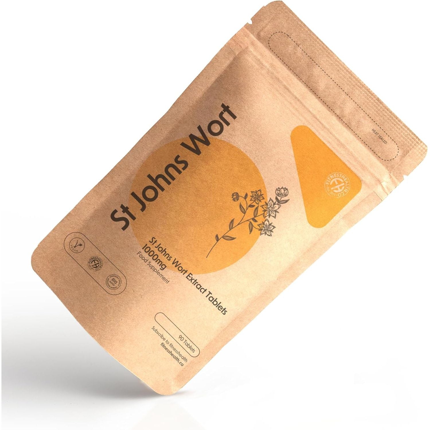 Fitness Health ST Johns Wort Tablets | Relief of Slightly Low Mood & Mild Anxiety | High Strength Supplement | Vegan Tablets & UK Made | High Strength St. John'S Wort Supplement | 1000MG (90 Tablets)