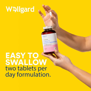 Wellgard Vegan Calcium Magnesium Zinc and Vitamin D Capsules - Calcium Supplement, Calcium Tablets with Phosphorus, Manganese, Selenium, Copper, Made in UK