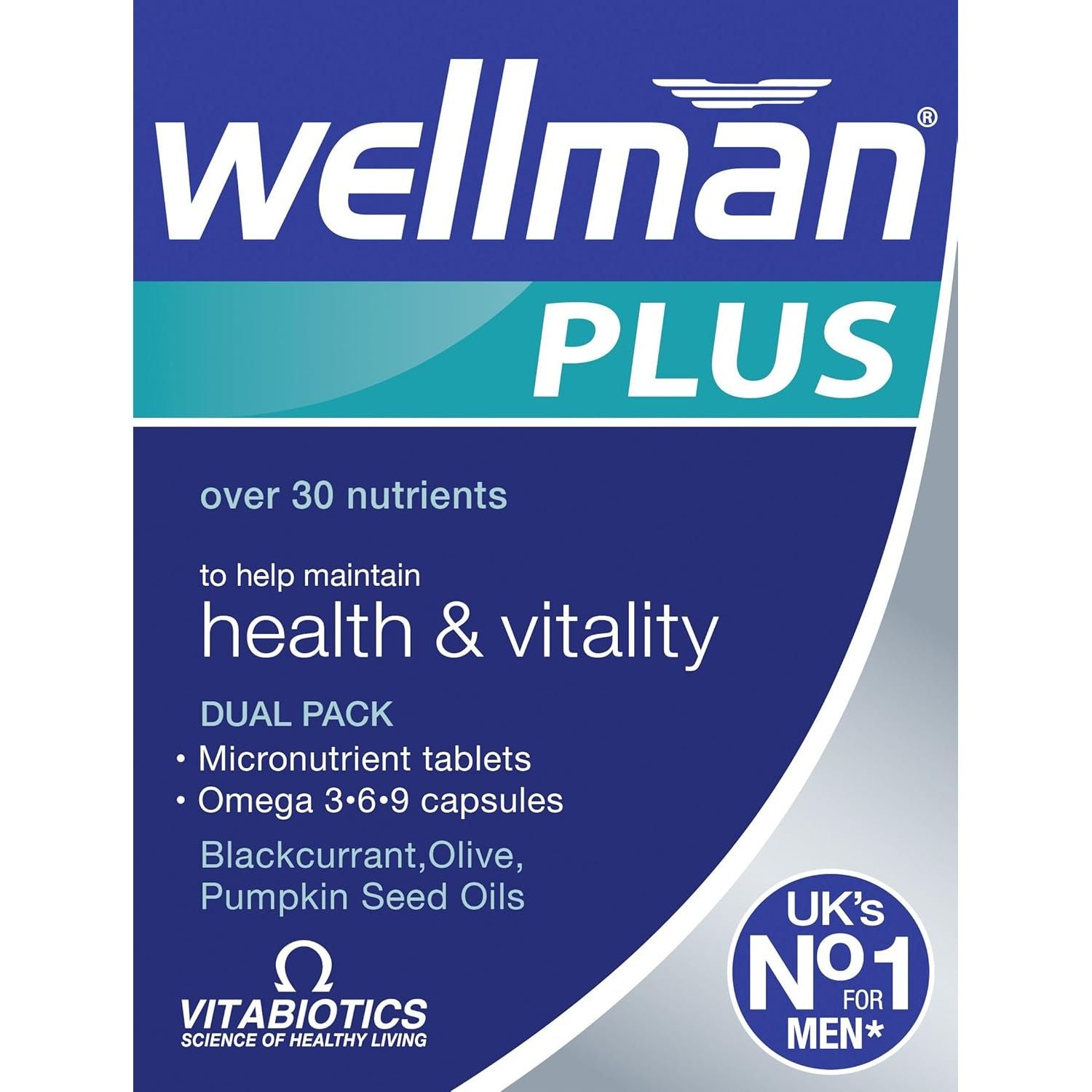 Wellman plus Vitamins. Uk'S No.1 for Men. Comprehensive Multivitamin Formula with Vitamin D, Omega 3-6-9 and Micronutrients. by Vitabiotics