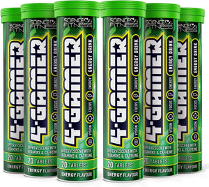 Gaming Supplement 4Gamer- Stimulants for Energy, Focus & Vision - Nootropic Brain Booster with Caffiene, Taurine & Vitamins (6 Tubes)