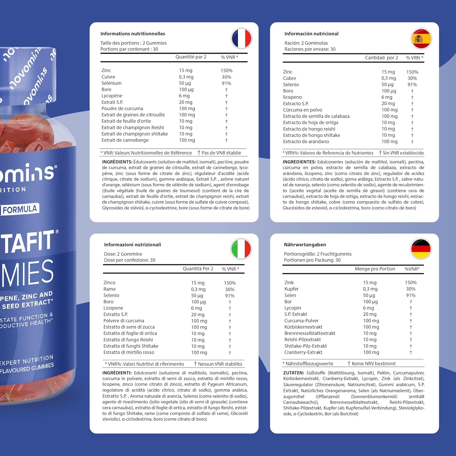 Novomins Prostafit - Prostate Gummies - High Strength Nettle Leaf Supplement for Men - Prostate Support & Urinary Health - with Pumpkin Seed & Zinc - Vegan Men'S Health Supplement - 60 Gummies