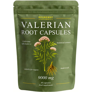 Valerian Root | 9000Mg High Strength Extract Capsules for Sleeping & Relaxation | 60 Capsules, Not Tablets | 1 Month Supply | Made in the UK by Roundway Supplements