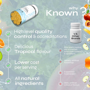 Known Delicious High-Strength Magnesium Gummies - 300Mg Elemental Magnesium - Natural Mixed Tropical Flavour - 60 Vegan Gummies, 1 Month Supply