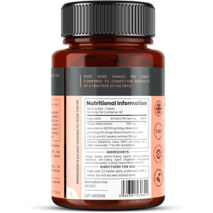 Pureclinica High Potency Ginkgo Biloba 30,000Mg X 90 Tablets - 3 Months Supply - 5 Times the Strength of Competitor Products