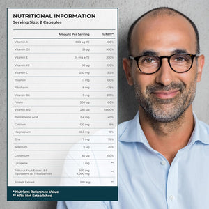 Health & Him Andropause 55+ Supplements for Men - with Shilajit & Tribulus Terrestris - Mens Multivitamin 60 Capsules. Vegan, Gluten-Free