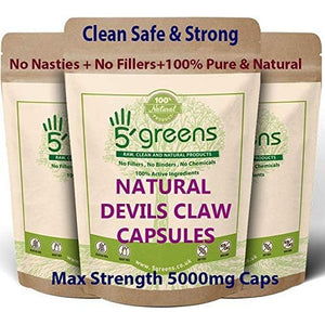 Devils Claw Capsules 10:1 Extract (5000Mg Equivalent) | 120 Vegetarian Capsules| 5Greens