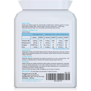 Neuroactive 120 Highly Bioavailable Micro-Tablets - Magnesium Citrate, Zinc Picolinate, Copper Glycinate & Vitamin B6 Balanced for Children and Adults - Vegan - UK Made