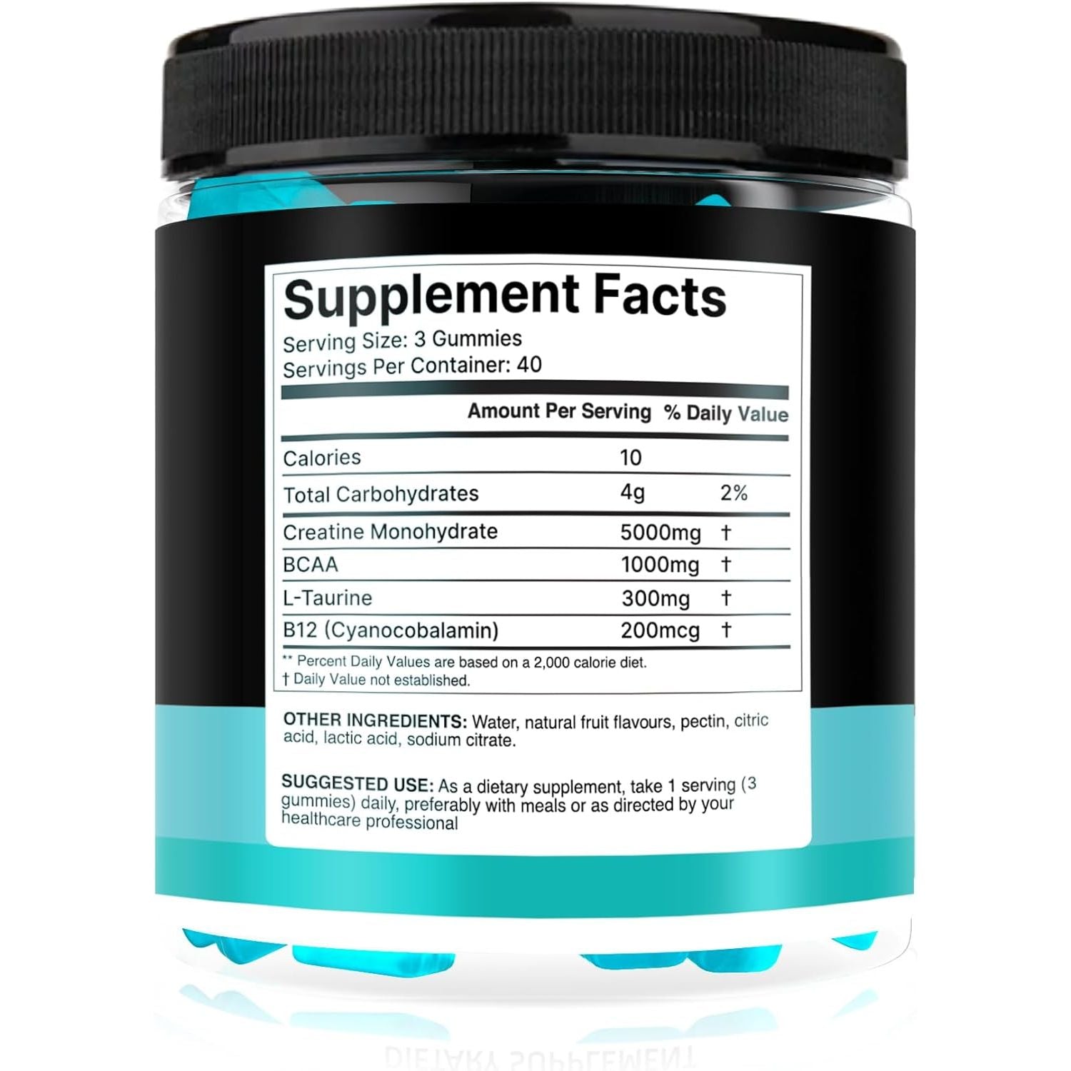 120 Creatine Gummies 6500Mg Sugar-Free Complex – Pre-Workout Creatine Monohydrate + BCAA, L-Taurine, B12 – Max Strength Chewable Gym Supplement – Vegan Gummy Chews for Men & Women – Primalvit