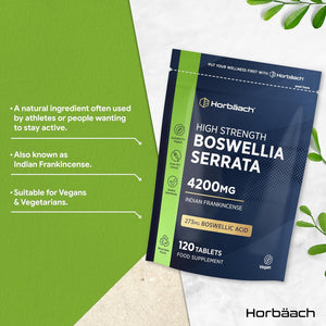 Boswellia Serrata Extract 4200Mg | 65% (273Mg) Boswellic Acid | 120 Vegan Tablets | Indian Frankincense Supplement | by Horbaach