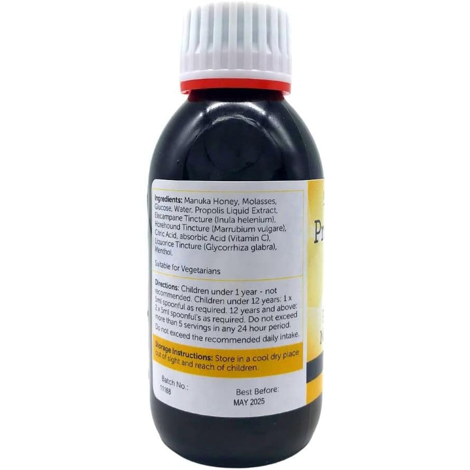 Propolis Pro Sore Throat Syrup with Manuka Honey, Bee Propolis, Vitamin C & Cooling Menthol – 150Ml | Natural, Vegetarian-Friendly Soothing Syrup for Kids & Adults