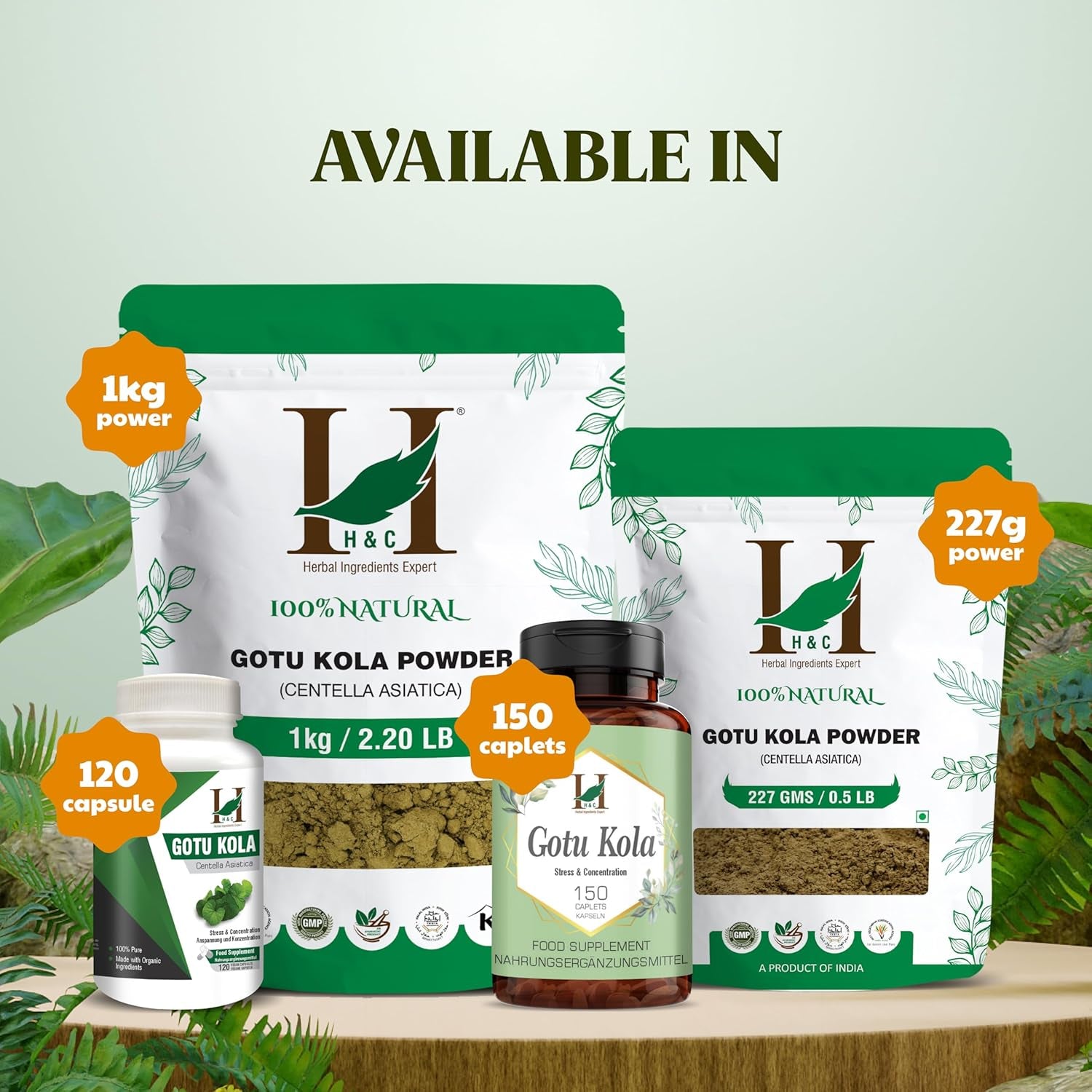 H&C Gotu Kola (Centella Asiatica) Capsules - 900Mg per Serving, 120 Counts | for Memory and Concentration