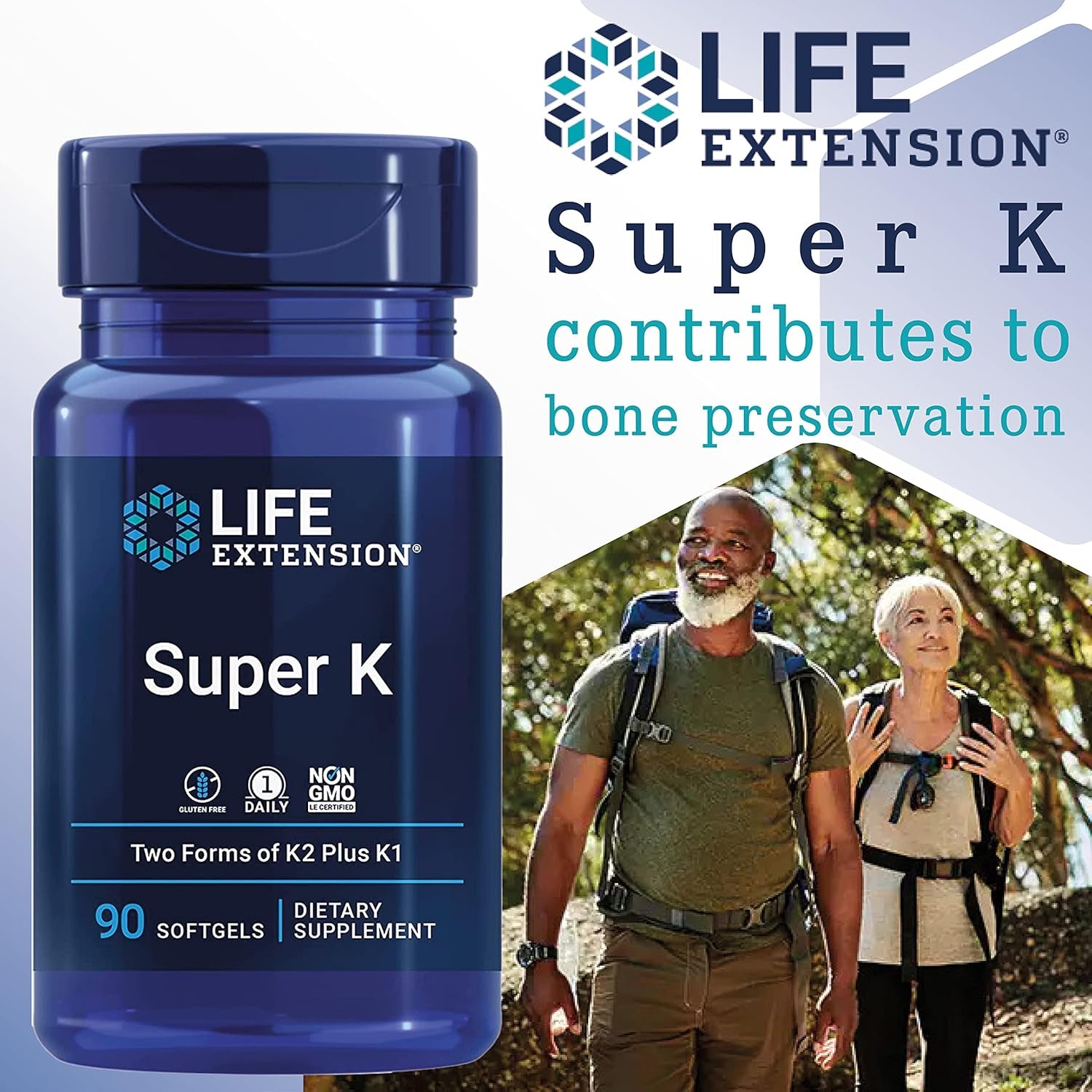 Life Extension, Super K, Vitamin K-Complex with MK-7, Depot, High Dose, 90 Softgels, Laboratory Tested, Gluten-Free, Soya-Free, Non-Gmo, 2.600Mcg Vitamin K