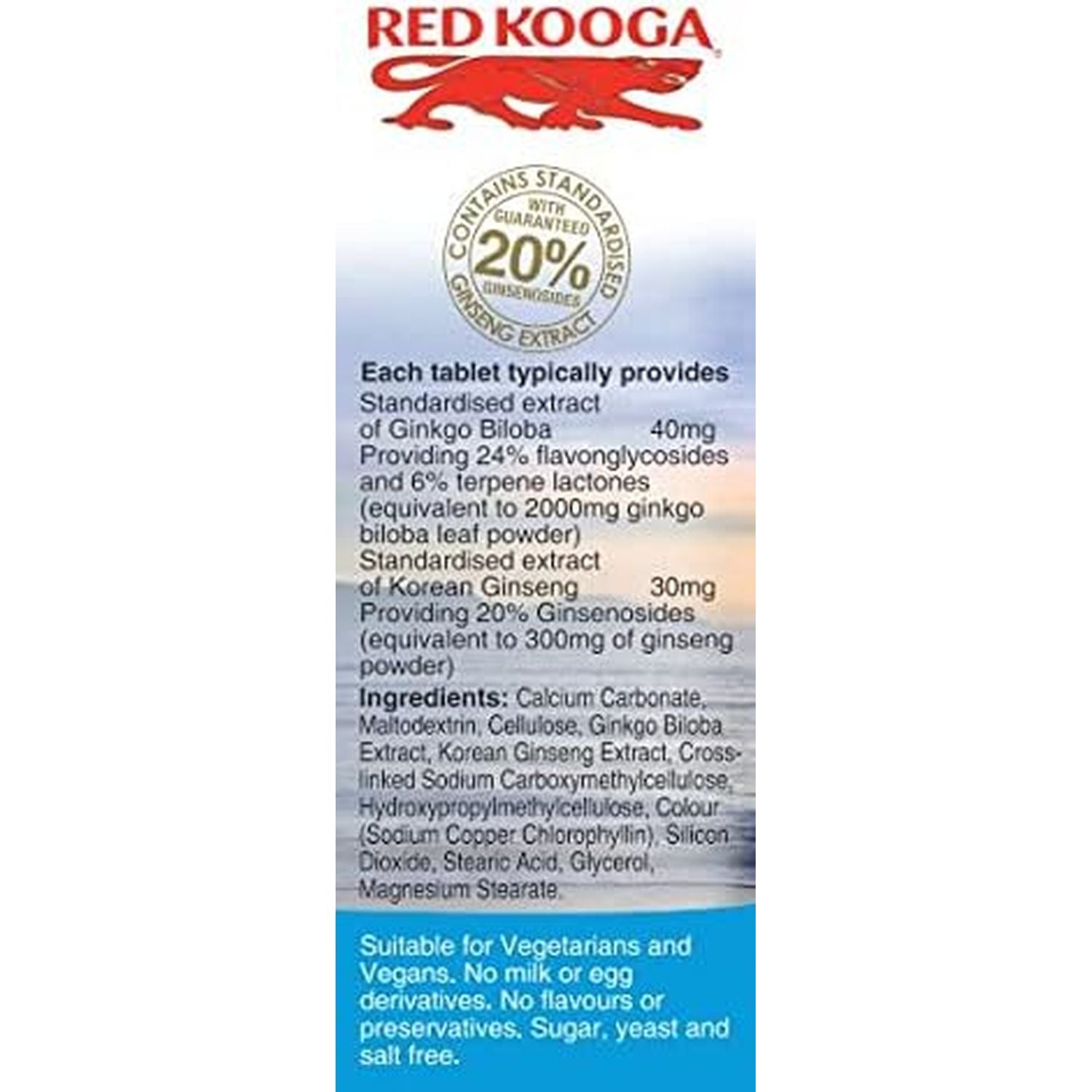 Red Kooga Ginseng Multivitamins and Minerals, with Vitamins B2, B6 and 12 and Niacin, Zinc and Iron, Pack of 32 Tablets