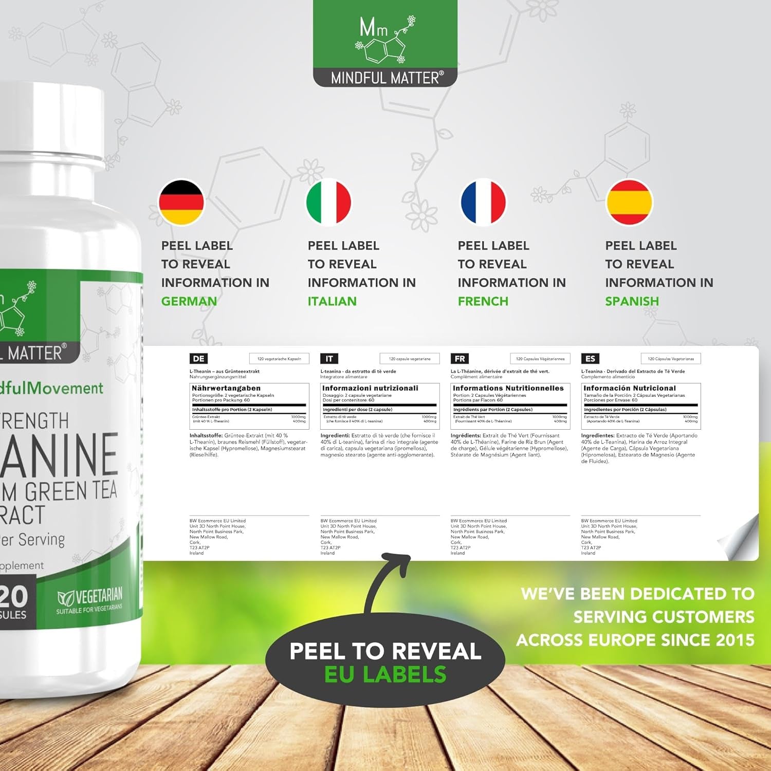 MM L Theanine | 120 L-Theanine Capsules from Green Tea - High Strength 1000Mg Green Tea Extract Providing 300Mg L'Theanine per Serving | L Theanine Supplement | Non-Gmo Gluten Free | Made in UK