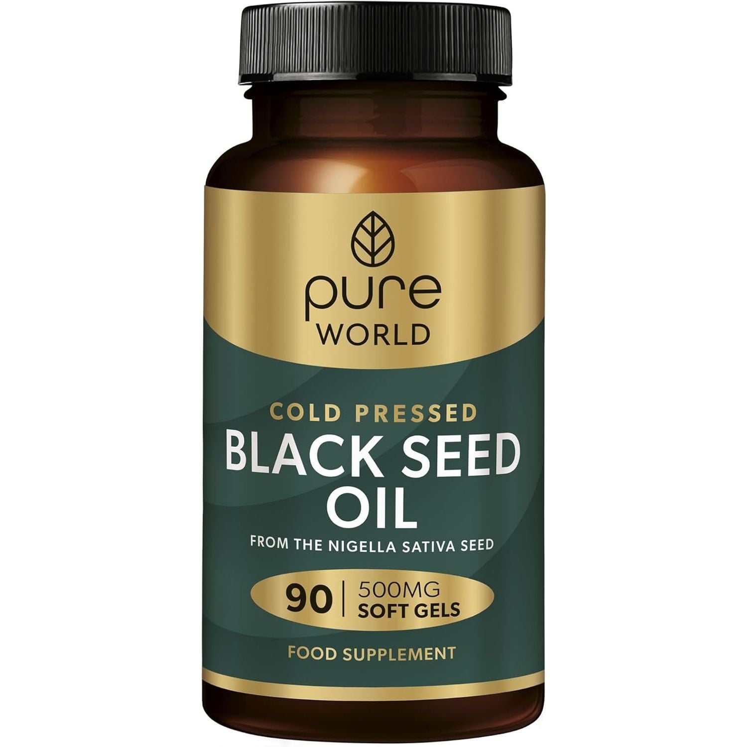 Pure World Natural Black Seed Oil 90 Piece Capsules Vegan Premium Cold Pressed Easy to Swallow Produced in UK