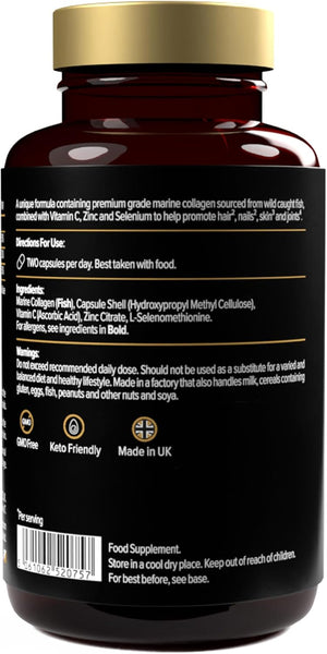 Marine Collagen Capsules - High Strength Collagen Supplements for Women & Men - 1000Mg - Collagen Peptides - 60 Capsules (Not Collagen Powder/Collagen Tablets) - Protein Works