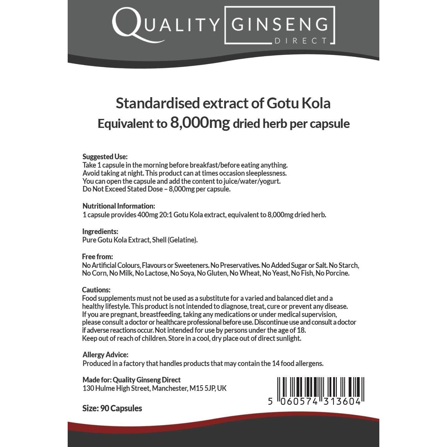 GOTU KOLA - 8,000Mg Capsules - Powerful Formula (90 Capsules)