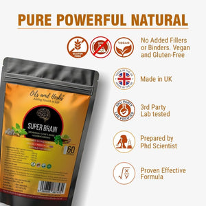 Super Brain- Moringa with Ashwagandha Lion Mane Mushroom 8600Mg- 100% Natural- No Added Fillers or Binders- Boost Your Brainpower and Enhance Mental Clarity