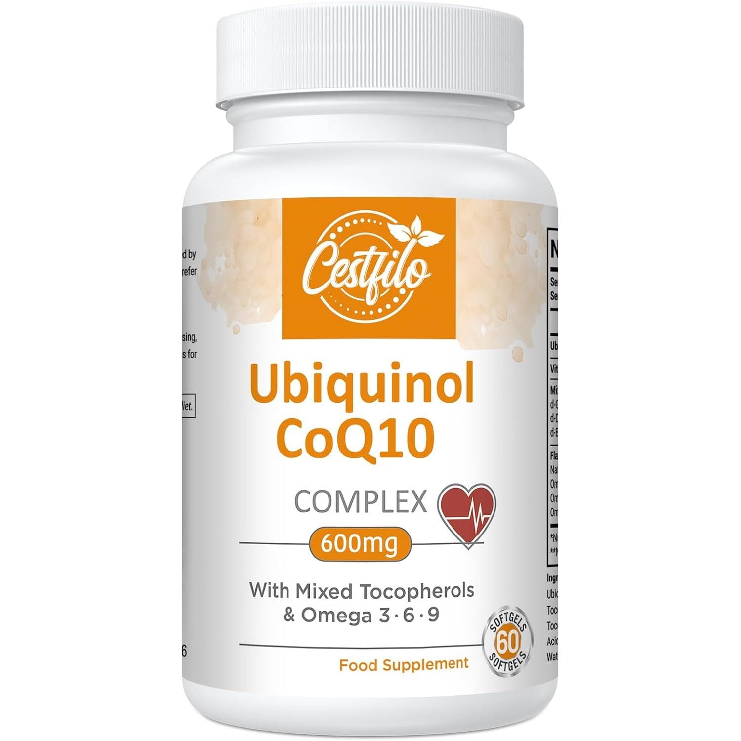 Ubiquinol Coq10 600Mg Softgels - Active Form of Coq10 plus Vitamin E & Omega 3 6 9 - Advanced Antioxidant Coenzyme Q10 Supplement for Heart & Brain (60 Count, (Pack of 1))