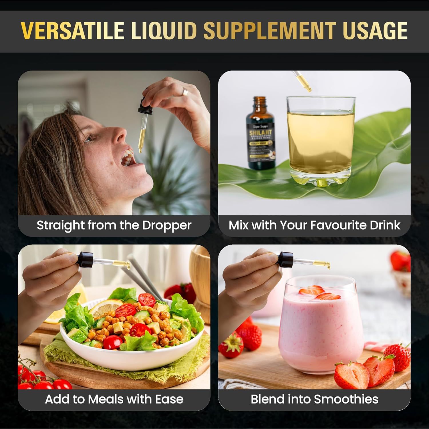 Shilajit, Ashwagandha, Lions Mane Liquid Drops - 120Ml Coconut Flavour - Testosterone Booster for Energy, Focus & Vitality - Ashwagandha & Lions Mane Supplement for Men - Natural Shilajit Complex 2Pk