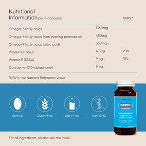 Eskimo-3 Brainsharp Fish Oil by Metagenics - Omega-3, 6 & 9 + Coq10 for Memory & Concentration - 960Mg EPA & DHA - Lemon, 120 Capsules