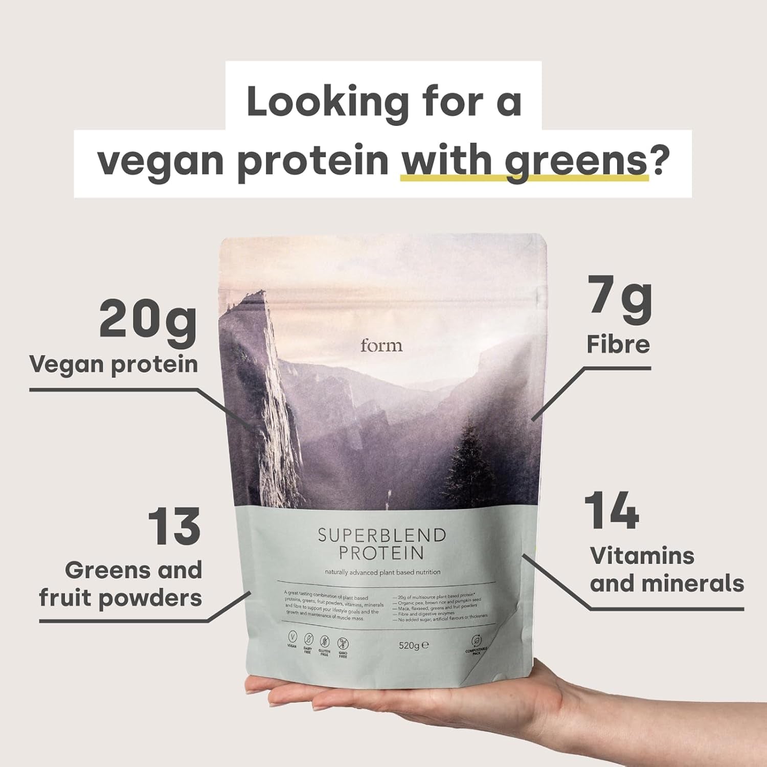 Form Superblend - Vegan Protein Powder, 20G Plant Protein (Chocolate Salted Caramel)
