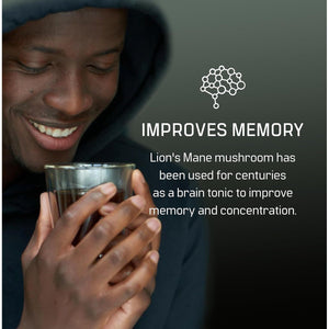 Dirtea Lion'S Mane Oganic Mushroom Powder – Enhances Focus, Memory & Digestion. 60G Tin with 30 Servings and Serving Spoon. 100% Pure Lions Mane Powder for Wellness.