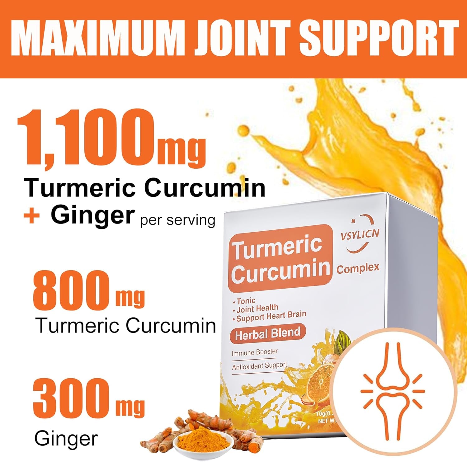 Turmeric Liquid with Black Pepper & Ginger - High Strength Curcumin Supplements - Easy Swallow Liquid Drink - Immune System Booster - Natural Energy Drink - No Added Sugars, Vegan - 1 Month Supply