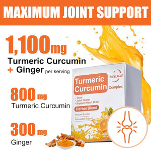 Turmeric Liquid with Black Pepper & Ginger - High Strength Curcumin Supplements - Easy Swallow Liquid Drink - Immune System Booster - Natural Energy Drink - No Added Sugars, Vegan - 1 Month Supply