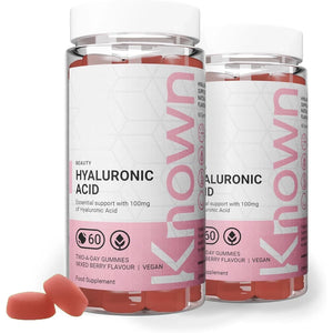 Known Delicious Hyaluronic Acid Gummies - 100Mg of HA - Supports Skin Hydration - Natural Mixed Berry Flavour - 60 Vegan Gummies, 2 Months Supply