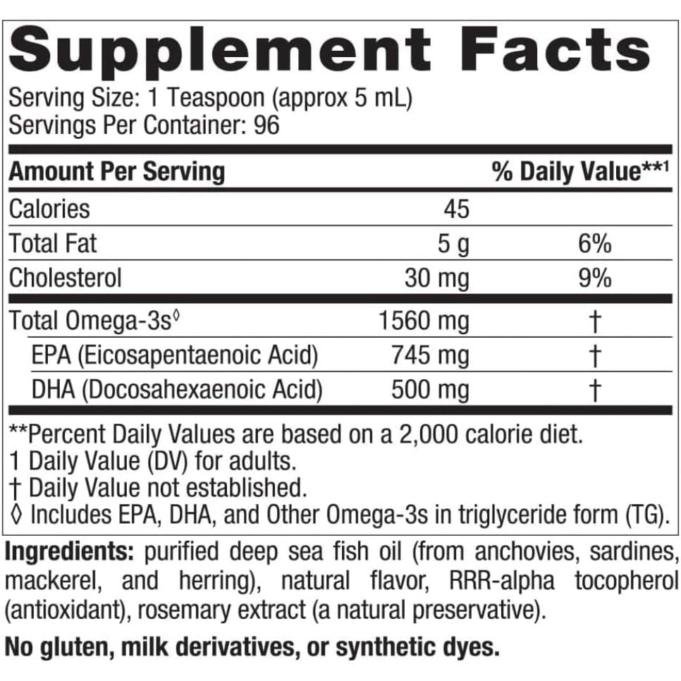 Nordic'S Omega-3 Fish Oil, 1560 Mg, Lemon Taste, 473 Ml