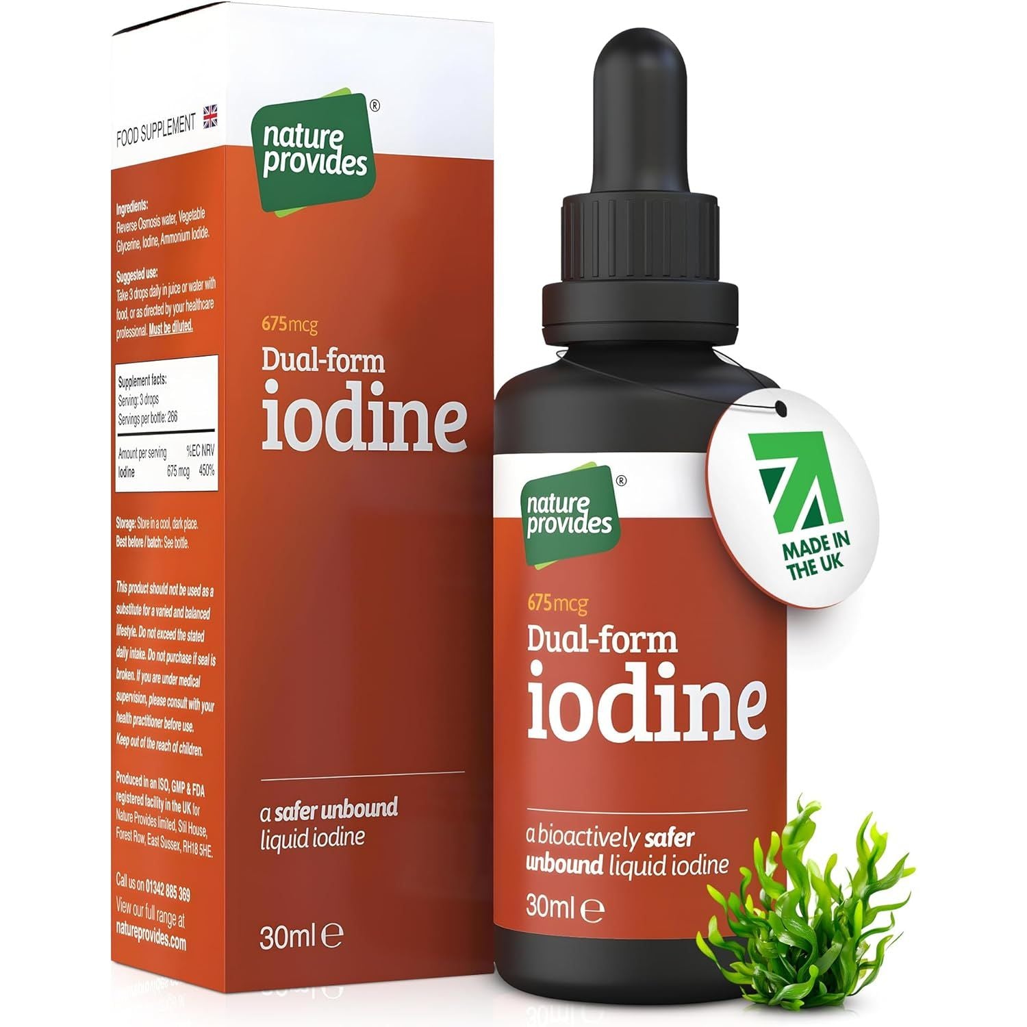 Natural Dual-Form Iodine : 100% Free and Unbound Iodine/Iodide Supplement. 675Mcg (30Ml) for Energy, Mood & Metabolism. Made in the UK.