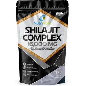 Nutrivolv Shilajit Complex 16,000Mg – 120 Capsules | 60% Fulvic Acid | Himalayan Shilajit with Ashwagandha, Lion’S Mane, Turmeric & Black Pepper | Energy, Testosterone & Brain Support