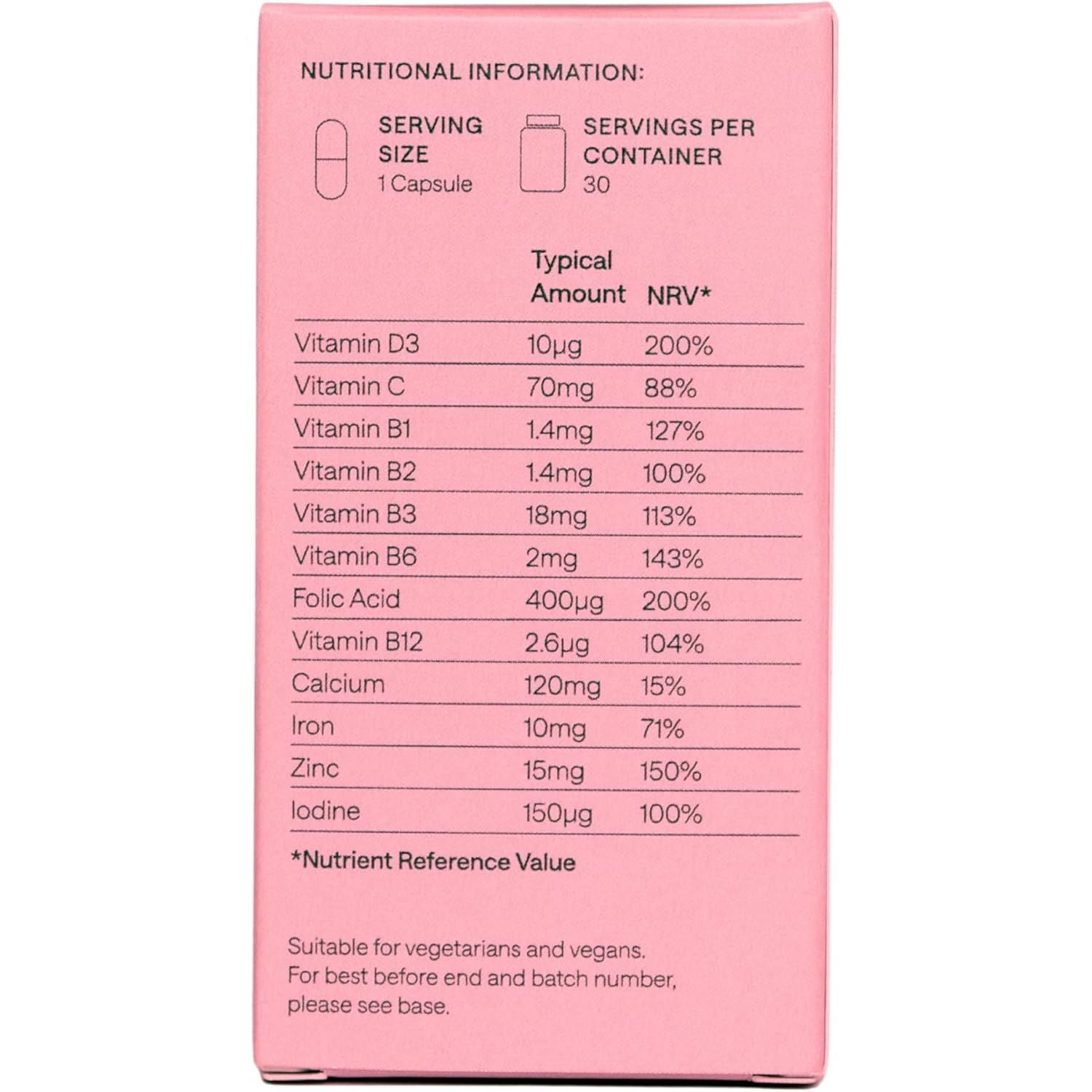 My Expert Midwife All in One Pre-Conception & Pregnancy Women'S Vegan Supplements, 12 Essential Prenatal Vitamins & Minerals, 60 Capsules, 2 Months Supply