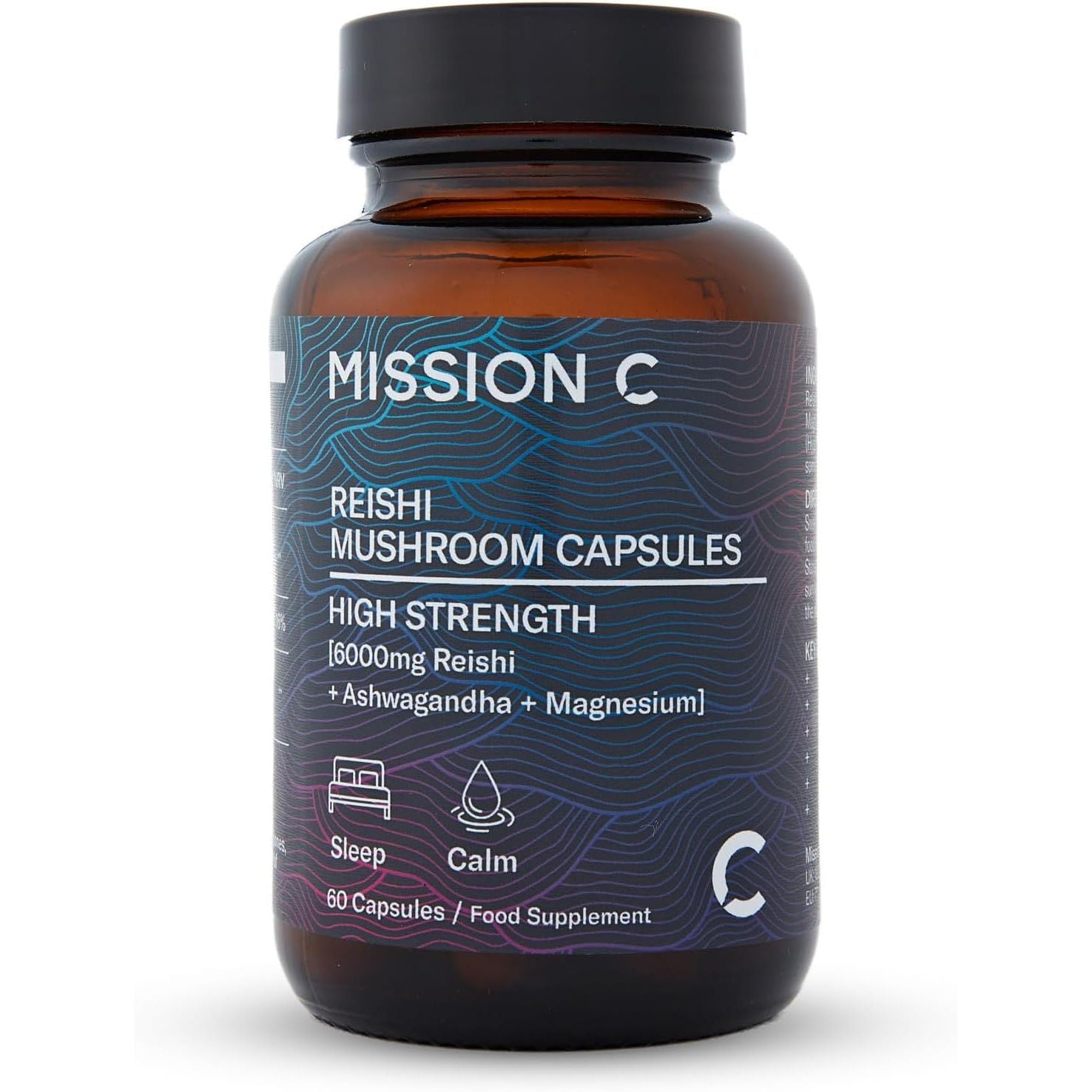 Reishi Mushroom Capsules 6000Mg with Added Magnesium and Ashwagandha | Nootropic Supplement for Sleep, Relaxation, Calm | 60 Two-A-Day Vegan Capsules - Mission C Reishi, Vegan