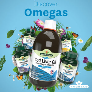 Natures Aid Cod Liver Oil Liquid 500Ml - High Strength Omega-3 Fish Oil with Vitamins a & D - Supports Immune System Heart Health Brain Function and Vision - Non-Gmo - Purity Guaranteed