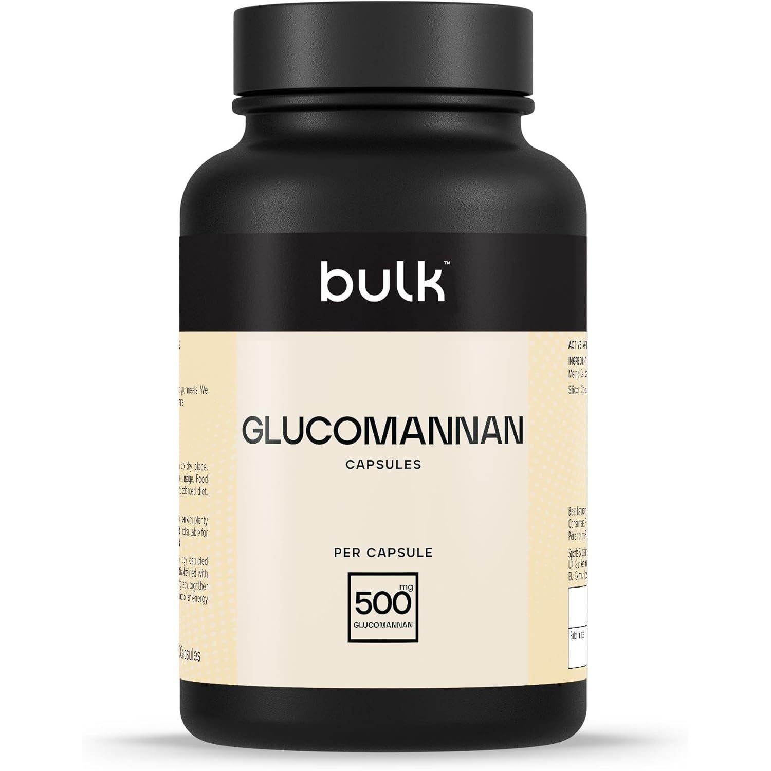 Bulk Glucomannan Capsules. 500 Mg, Konjac, Pack of 180, 90 Servings, Packaging May Vary