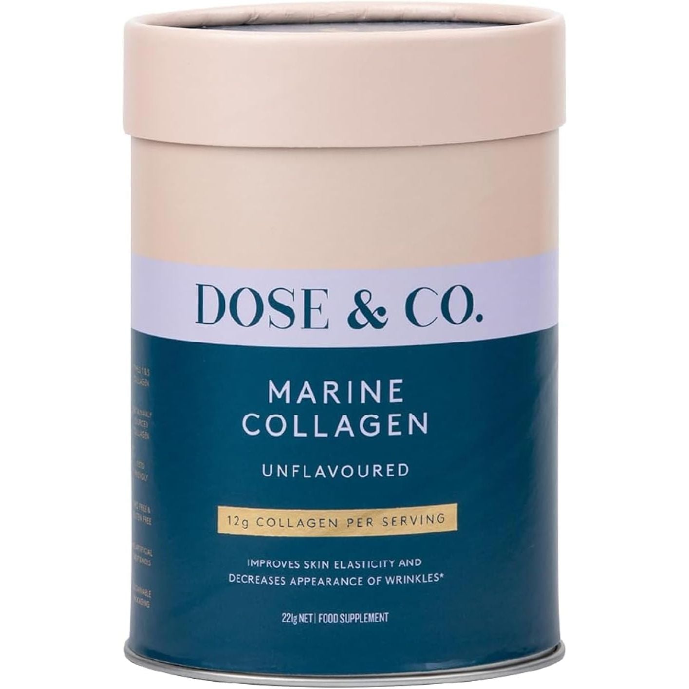 Dose & Co Marine Collagen Peptides with Vitamin C, Unflavoured - 221G Powder Supplement