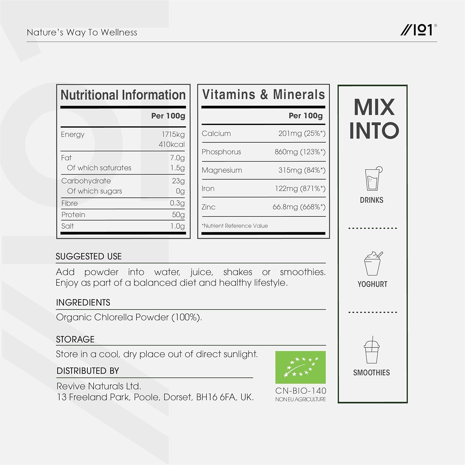 Organic Chlorella Powder 200G - Broken Cell Wall - Cold Pressed – Resealable and Recyclable Pouch by Alpha01