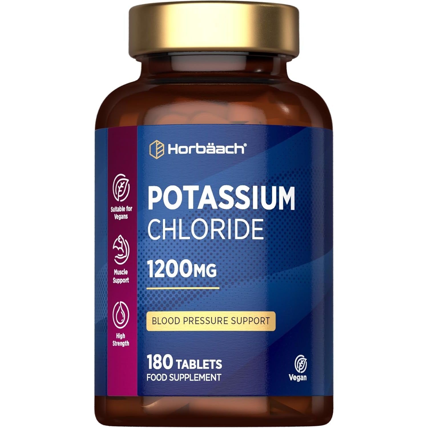 Potassium Supplement High Strength 1200Mg | 180 Vegan Tablets | 624Mg of Potassium & 564Mg of Chloride | Suitable for Vegans & Vegetarians | by Horbaach