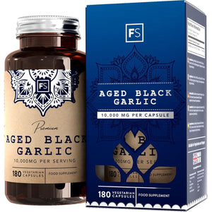 FS Garlic Capsules | 180 Odourless-Garlic Capsules - 10,000Mg Extract per Serving | Aged Black Garlic Supplement | Garlic High Strength | Non-Gmo, Gluten & Allergen Free | Made in the UK