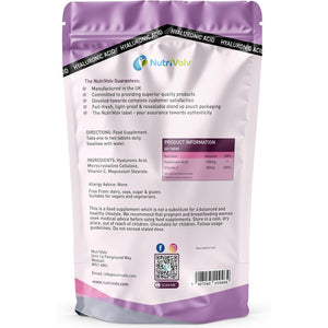 Hyaluronic Acid 100Mg & Vitamin C | 60 Tablets | Vegan | for Men & Women | Healthy Skin Bones anti Ageing | by Nutrivolv