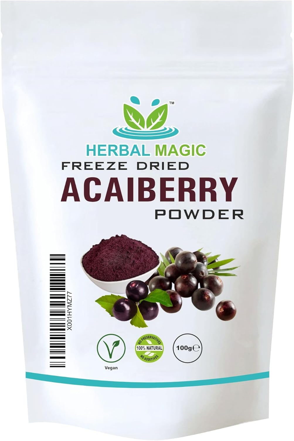 Herbal Magic'S Freeze Dried Acai Berry Powder - Wild-Harvested - Delicious Smoothies, Puddings and Dessert- Free from Fillers & Preservatives-100G (Pack of 1)