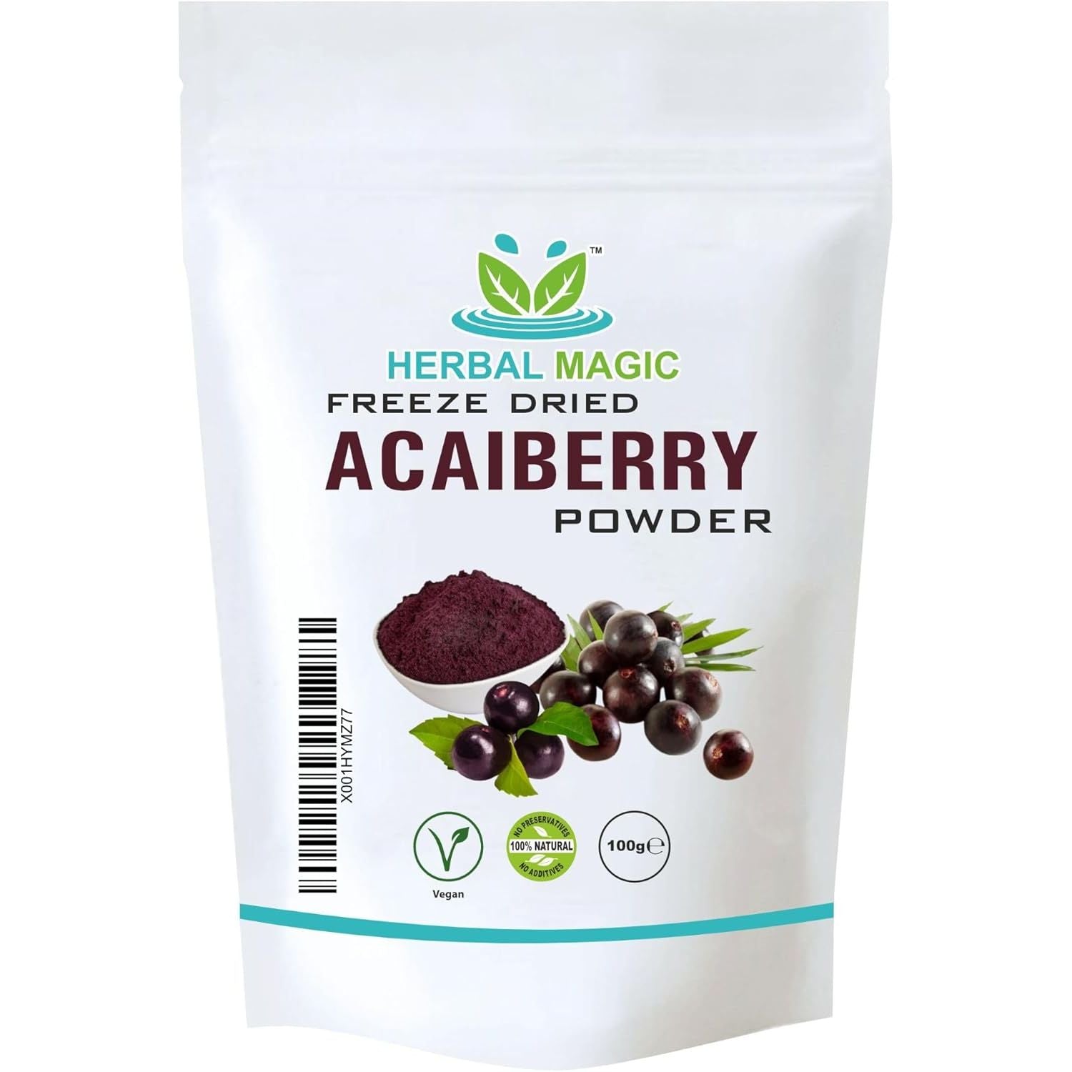 Herbal Magic'S Freeze Dried Acai Berry Powder - Wild-Harvested - Delicious Smoothies, Puddings and Dessert- Free from Fillers & Preservatives-100G (Pack of 1)